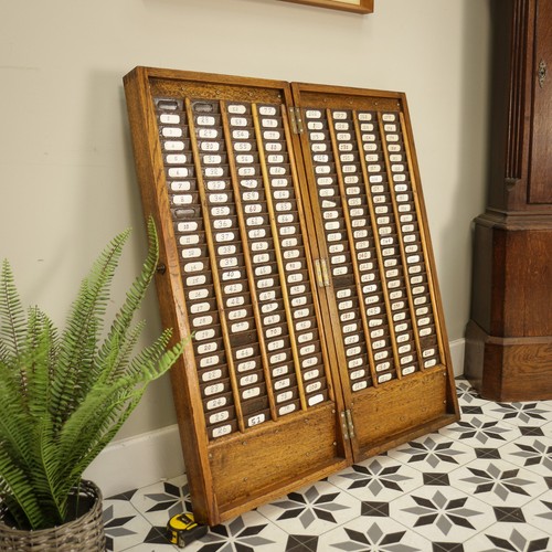 Oak clock card holder rack - oak,