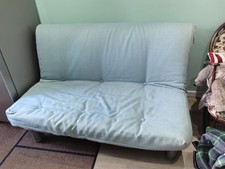 Kyoto Bonsai duck egg blue double futon sofa bed, metal frame. USED but barely