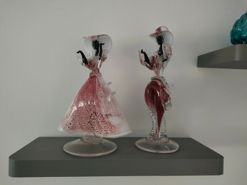 Murano glass gentleman lady - glass,