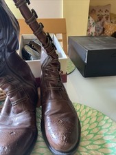 Bertie Make Brown Leather Boots With Button Detail