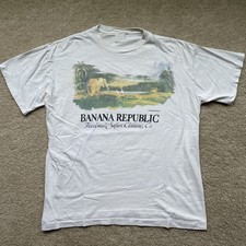 Vintage Banana Republic T-Shirt Mens Large Travel Safari 1989 Single Stitch