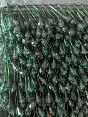 Emerald green beaded fringe