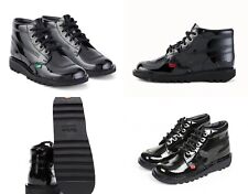 KICKERS Patent Leather Black Girls Boots Kick Hi Ankle Shoes New Youth Size UK 3