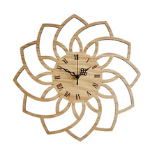Wooden Clock Geometric Flower