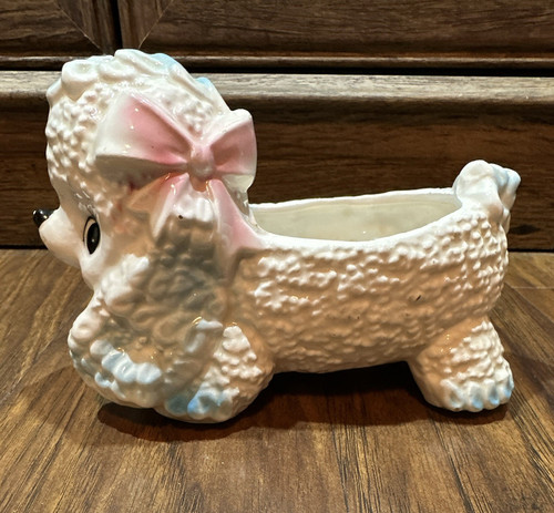 Relpo white poodle ceramic - poodle,
