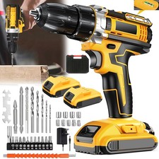 2 Battery 21V Cordless Drill Combi Driver High Power Electric Screwdriver Set UK