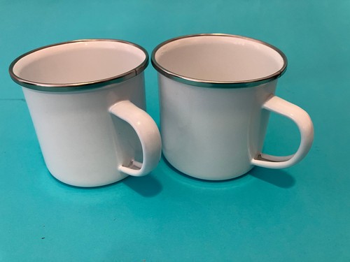 Pair white enamel - enamel, 9cm