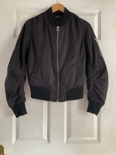 Topshop Ladies Black Bomber Flight Style Jacket Size 8