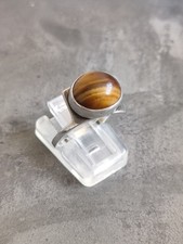 1976 Ortak Malcolm Gray Sterling Silver Tiger’s Eye Ring – Edinburgh, Size P