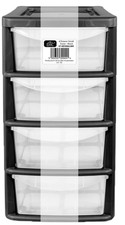 4 Black Large Drawer Plastic