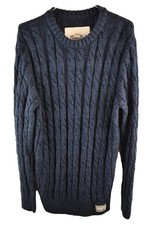 SUPERDRY Blue Cable Knit Jumper size L Womens Pullover Acrylic Wool Casual
