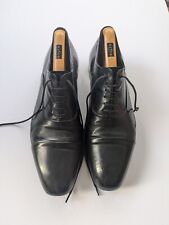 Collezione Mens Black Leather Shoes UK Size 8.5 With Wood Trees