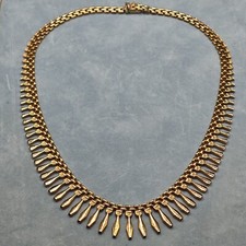 9ct Gold Cleopatra Necklace Fringe Chain Statement Italy 9k Heavy 18g Vintage 