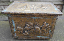 Vintage brass coal log box - brass, /