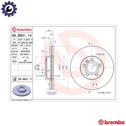 Brake disc 9931 - brake, 09.9931.11