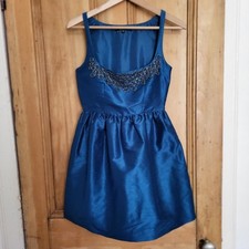 Rare!!! Gorgeous Kate Moss Topshop Teal Silk Party  Dress Size 8 BNWOT 
