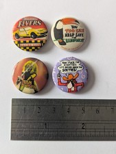 Vintage 1" Pop Culture Pin Badges Furry Freak Brothers Lone Star Iron Maiden...