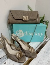 Lisa Kay Taupe Grey 'Sydney' Snake Leather Shoulder Bag & Shoes Set Size 40 UK 7