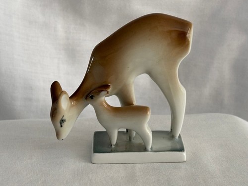 Vintage zsolnay deer and fawn - vintage,