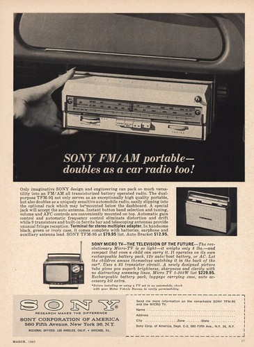 1963 sony portable doubles as - sony,