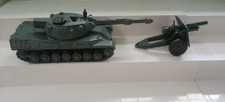 Dinky Leopard tank and Britains 25 pdr field gun.
