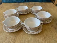 VINTAGE "ROCKLITE" DUNN BENNETT ROYAL DOULTON ENGLAND Double Handled SOUP COUPE