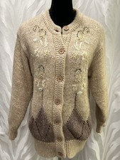 VTG PREMOVE Grandma Core Floral Button Down Embroidered Long Sleeve Cardigan (L)