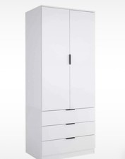 Phoenix 3 Drawer 2 Door Wardrobe In White. Complete with Accessories Included