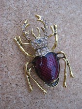 Diamante, Stagshead Beetle Insect Brooch - WILDLIFE CHARITY SALE
