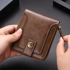 Mens Leather Zip Around RFID Blocking Wallet Credit Card Id Coin Holder Wallets
