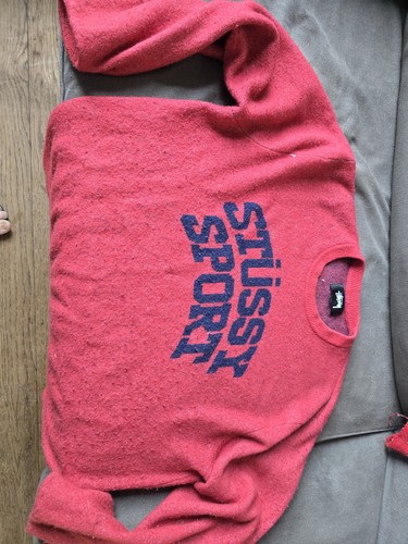 Stussy red wool mix crew - wool,