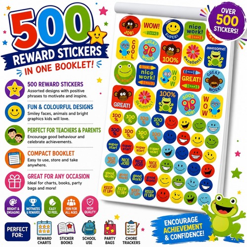 500 reward stickers booklet - 500,
