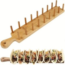 Bamboo Wooden Taco Holder Food Hard Rack Stand Kitchen Cooking Tool UK