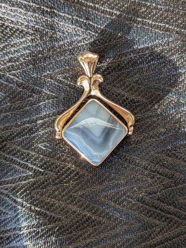9ct rose gold - agate, pendant