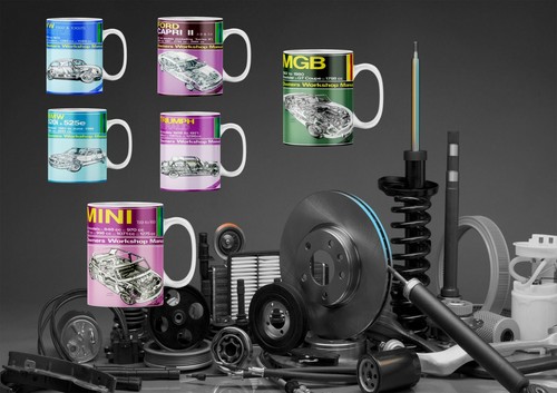 Haynes manual inspired mug
