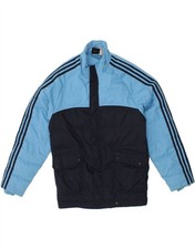 ADIDAS Boys Padded Jacket 13-14 Years Blue Colourblock Polyester BG10