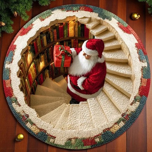 Christmas santa round - round, rug