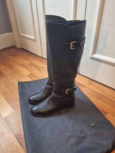 Fendi black boots with gold - boots,