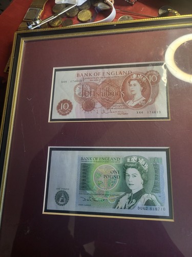 Framed shilling and - 1, pound