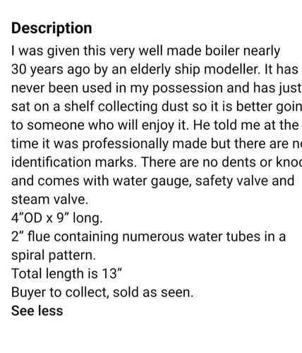 Live steam locomotive boiler - live,