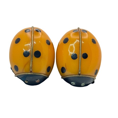 Bakelite ladybug shoe clips - shoe,