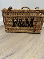 F&M Fortnum Mason Large Wicker Hammer Basket Coffee Table Storage Chest
