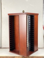 Solid Wooden Vintage Antique VHS/DVD Storage Rack Rotating Holds 68 VHS/136 DVDs