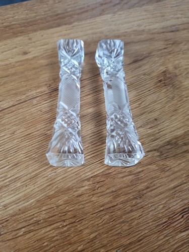Pair vintage cut crystal - of,