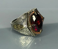 Handmade 925 Sterling Silver Men's Ruby Ring: Ottoman Design