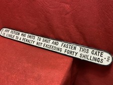 Cast Iron Sign FASTEN THE GATE