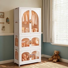 Foldable Plastic Storage Cabinet Children Wardrobe Toy Clothes Organizer for Kid