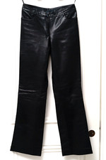 Ladies Black Leather Trousers Gharani Strok UK 8 Eu 34 US 6