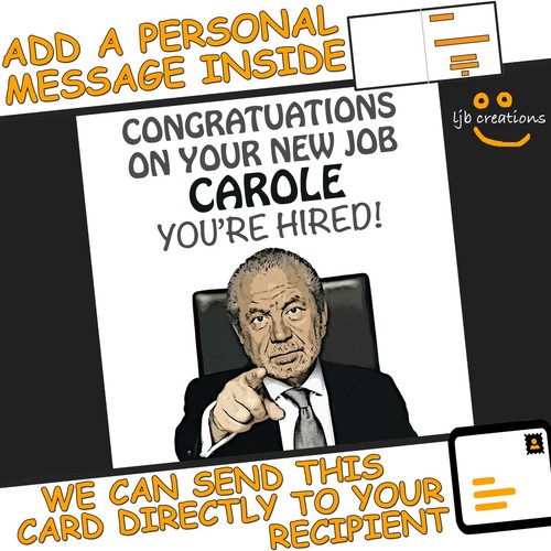 Personalised new job card - personalised,