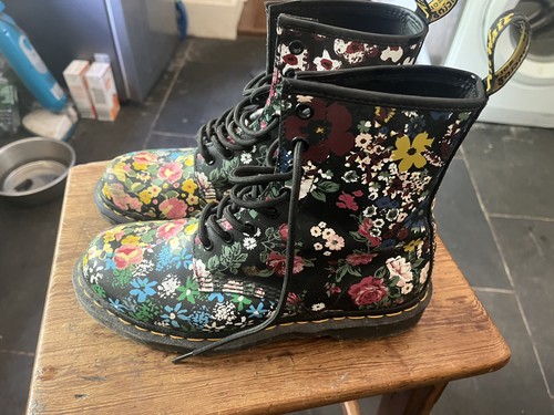 Doc martens black - dr, floral
